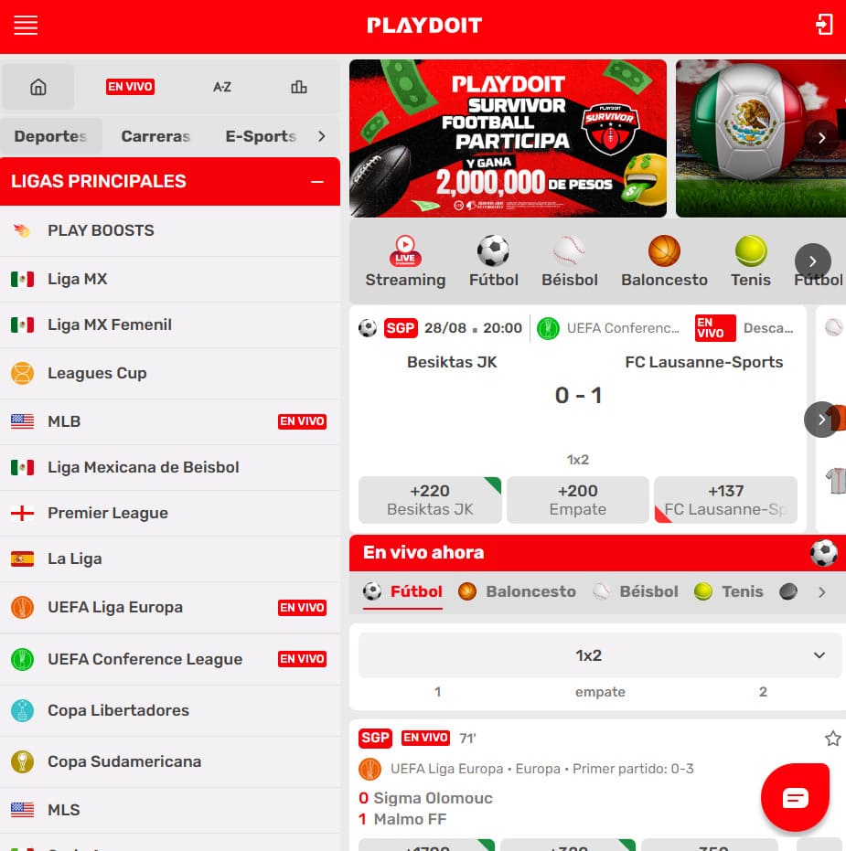 Casino en vivo en la app Playdoit